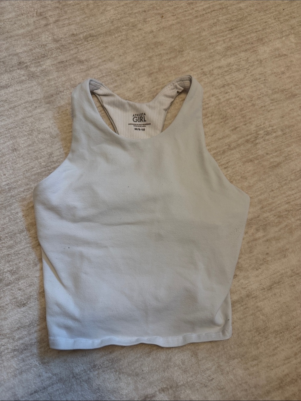 Athleta White High Neck Racerback Crop Tank
